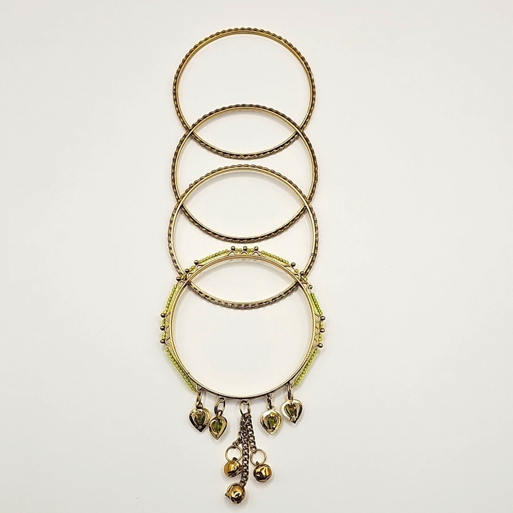 5/$25 - Goldtone Boho Style Bangle Bracelet Set